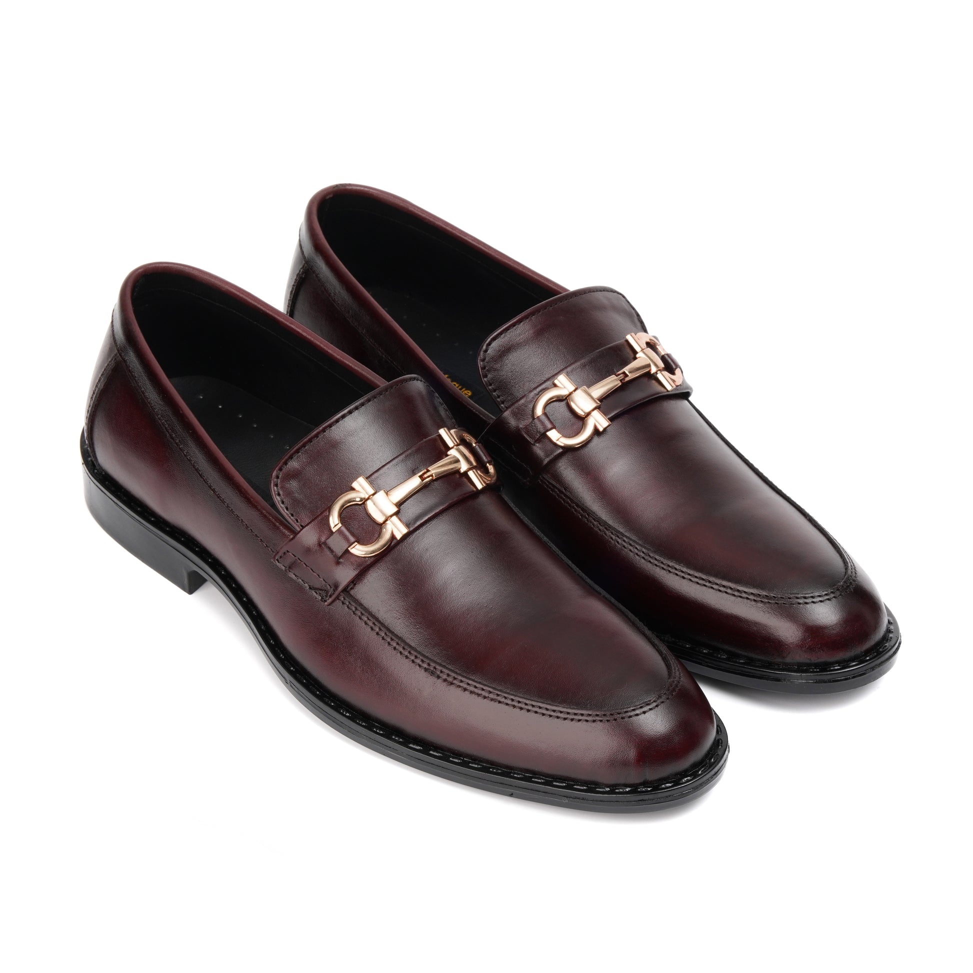ST-05-Maroon Cow Leather Horse bit Formal Loafer Style In Rubber sole - DeVogue