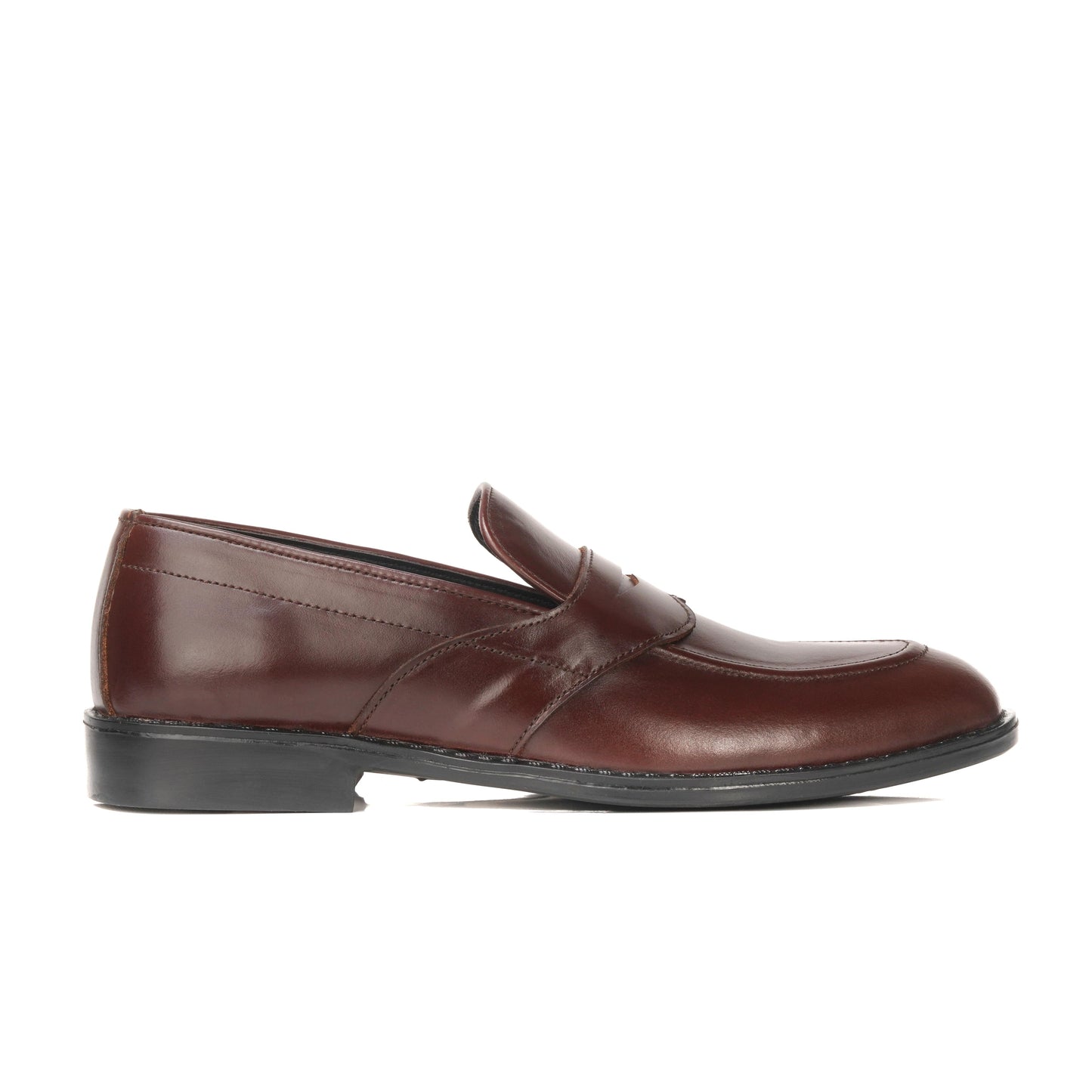 5004-Hot Maroon Cow Leather Formal Loafer Style In Rubber sole - DeVogue