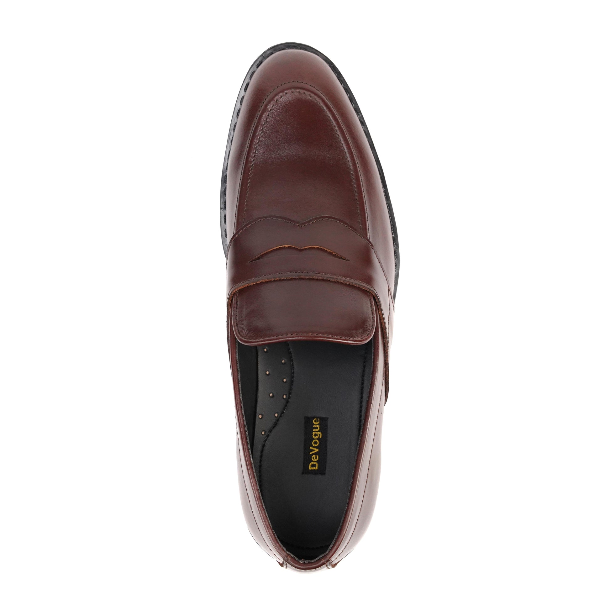 5004-Hot Maroon Cow Leather Formal Loafer Style In Rubber sole - DeVogue