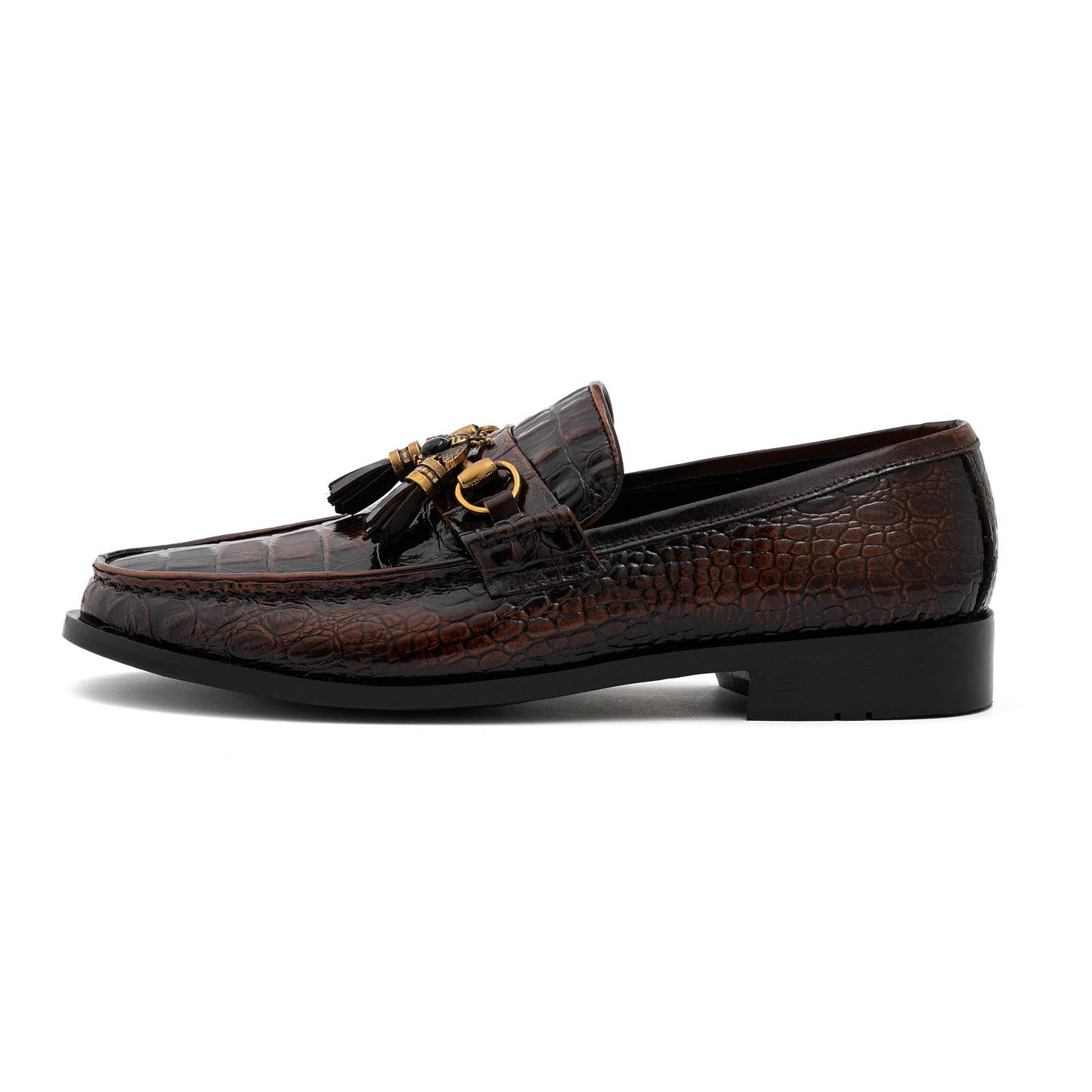 ST-12-Shaded Croc loafers with Patina finish