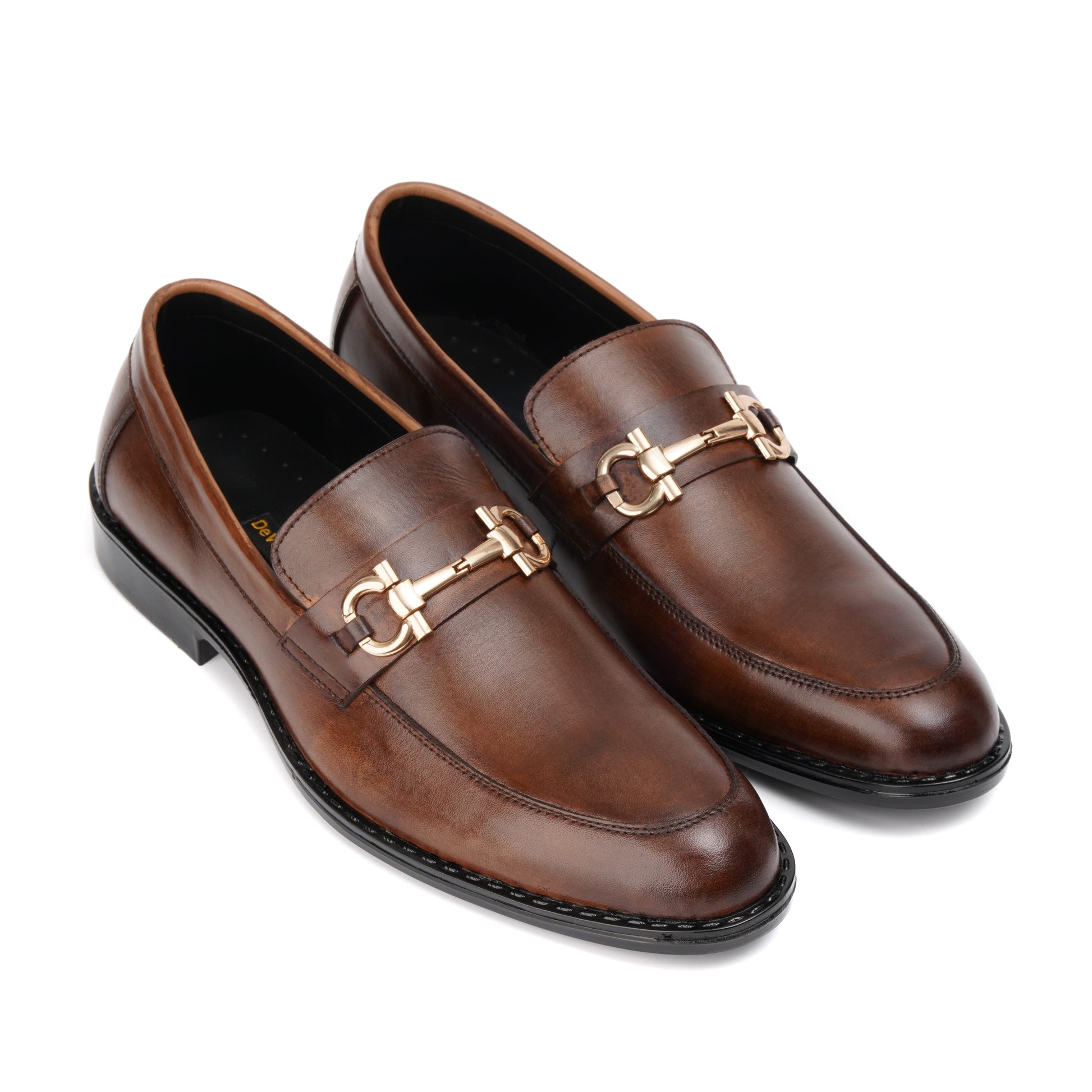 ST-05-Shaded Cow Leather Horse bit Formal Loafer Style In Rubber sole - DeVogue