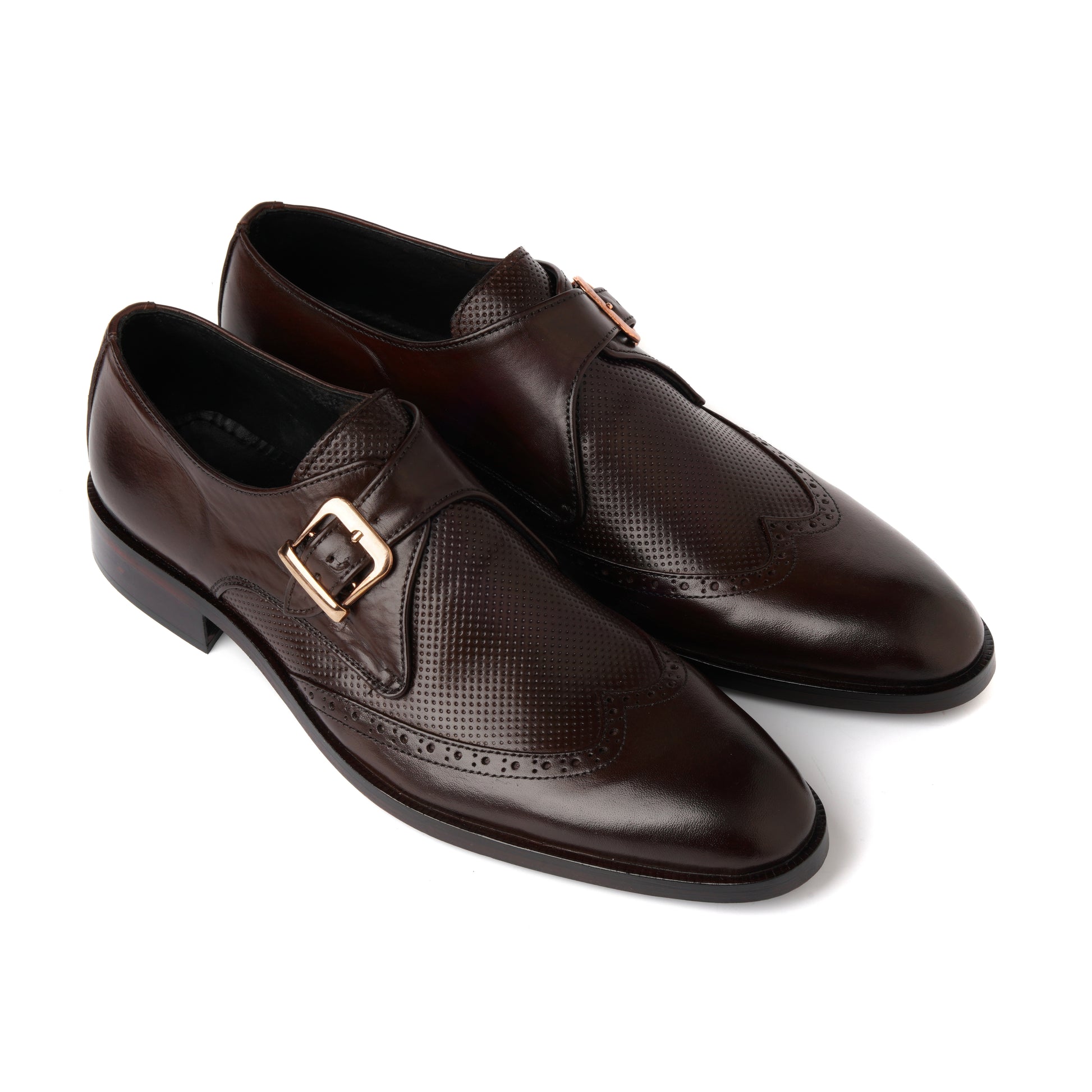 3011-Dotted Royal Premium Cow Leather Formal Double Monk Style - DeVogue