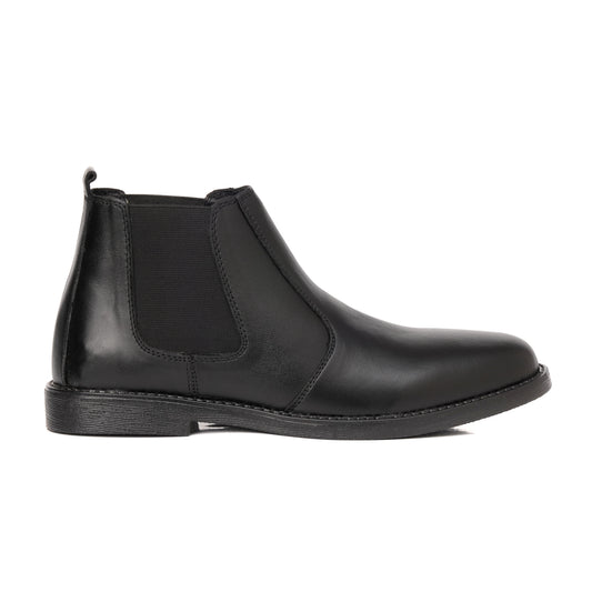 SKU:8010-Black Cow Leather Chelsea boots - DeVogue