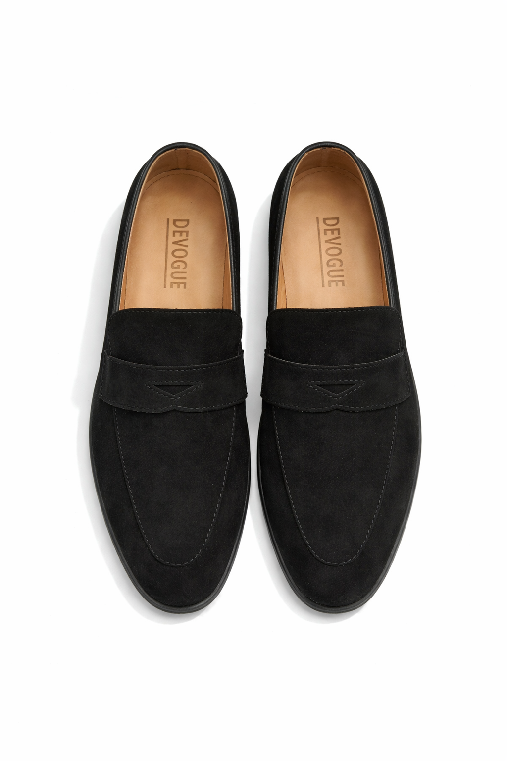 5002-Black Suede Cow Leather Formal Loafer Style