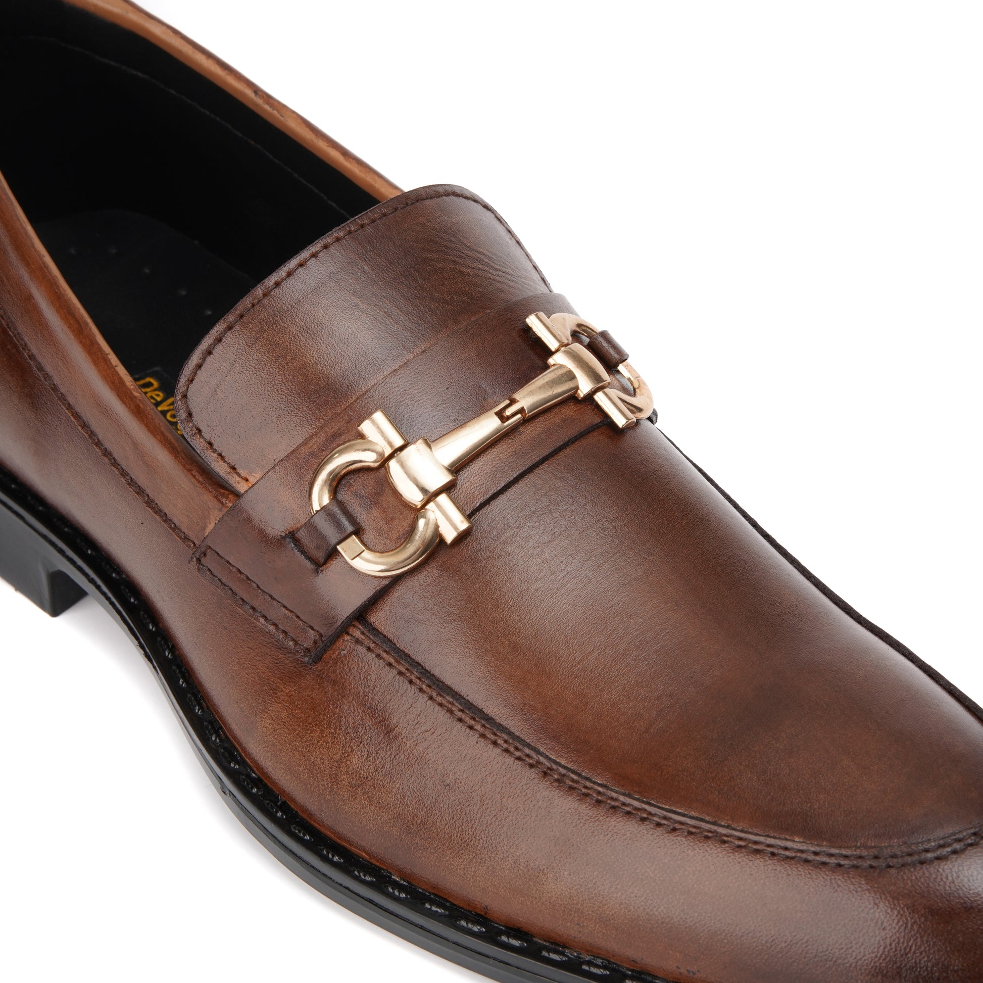 ST-05-Shaded Cow Leather Horse bit Formal Loafer Style In Rubber sole - DeVogue