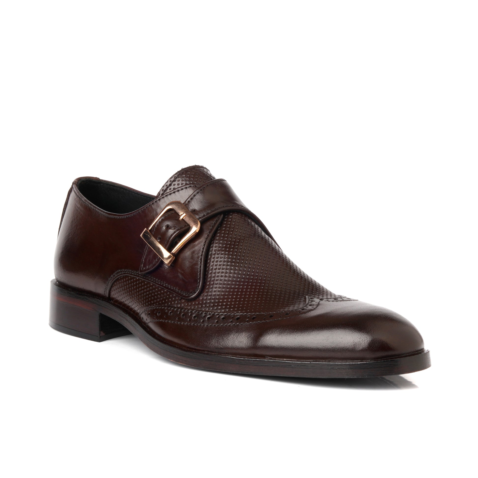 3011-Dotted Royal Premium Cow Leather Formal Double Monk Style - DeVogue