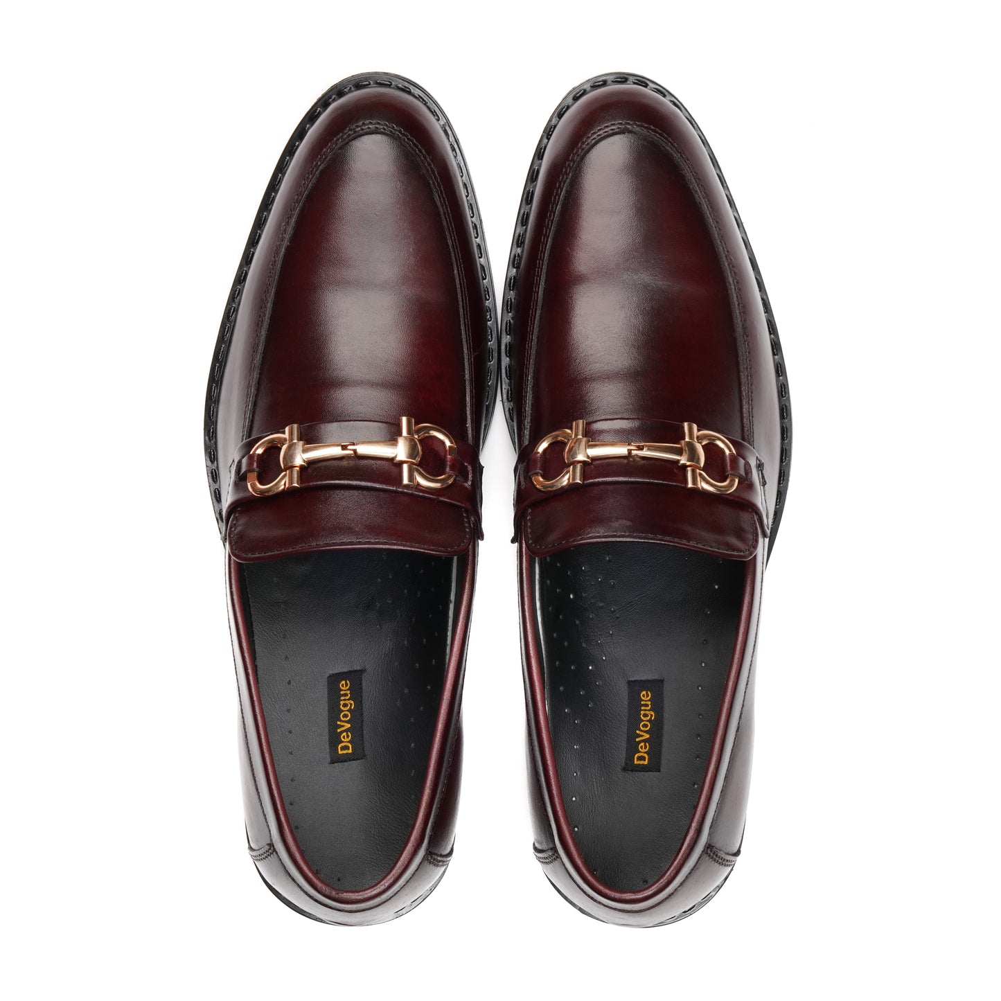 ST-05-Maroon Cow Leather Horse bit Formal Loafer Style In Rubber sole - DeVogue