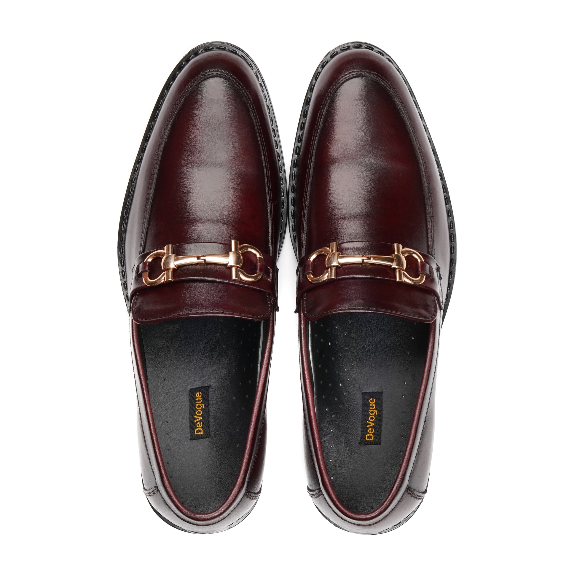 ST-05-Maroon Cow Leather Horse bit Formal Loafer Style In Rubber sole - DeVogue