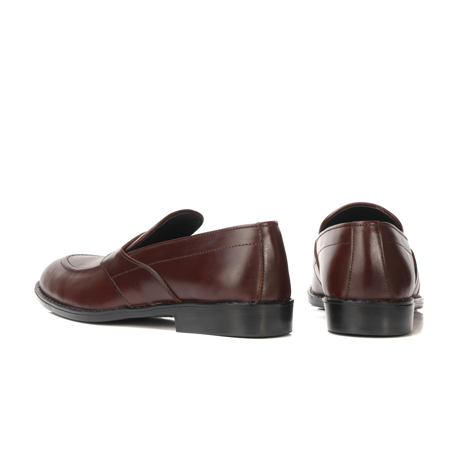 5004-Hot Maroon Cow Leather Formal Loafer Style In Rubber sole - DeVogue