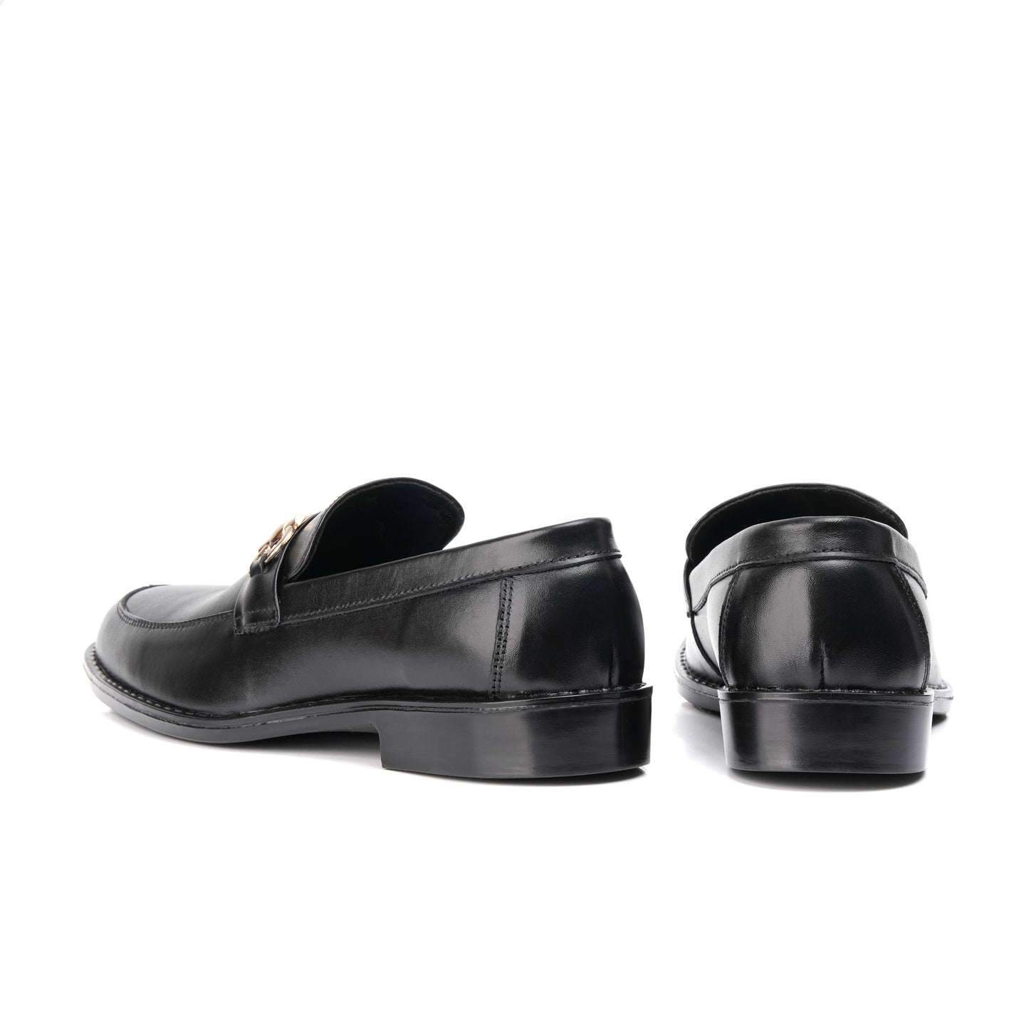 ST-05-Black Cow Leather Horse bit Formal Loafer Style In Rubber sole