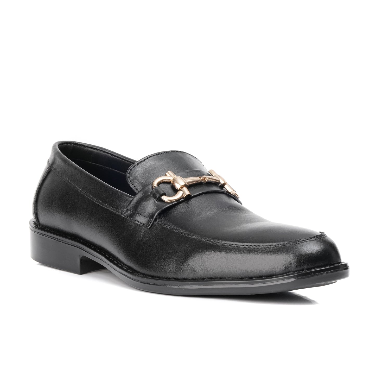 ST-05-Black Cow Leather Horse bit Formal Loafer Style In Rubber sole