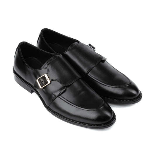 7011-Black Rubber Sole Cow Leather Formal - DeVogue