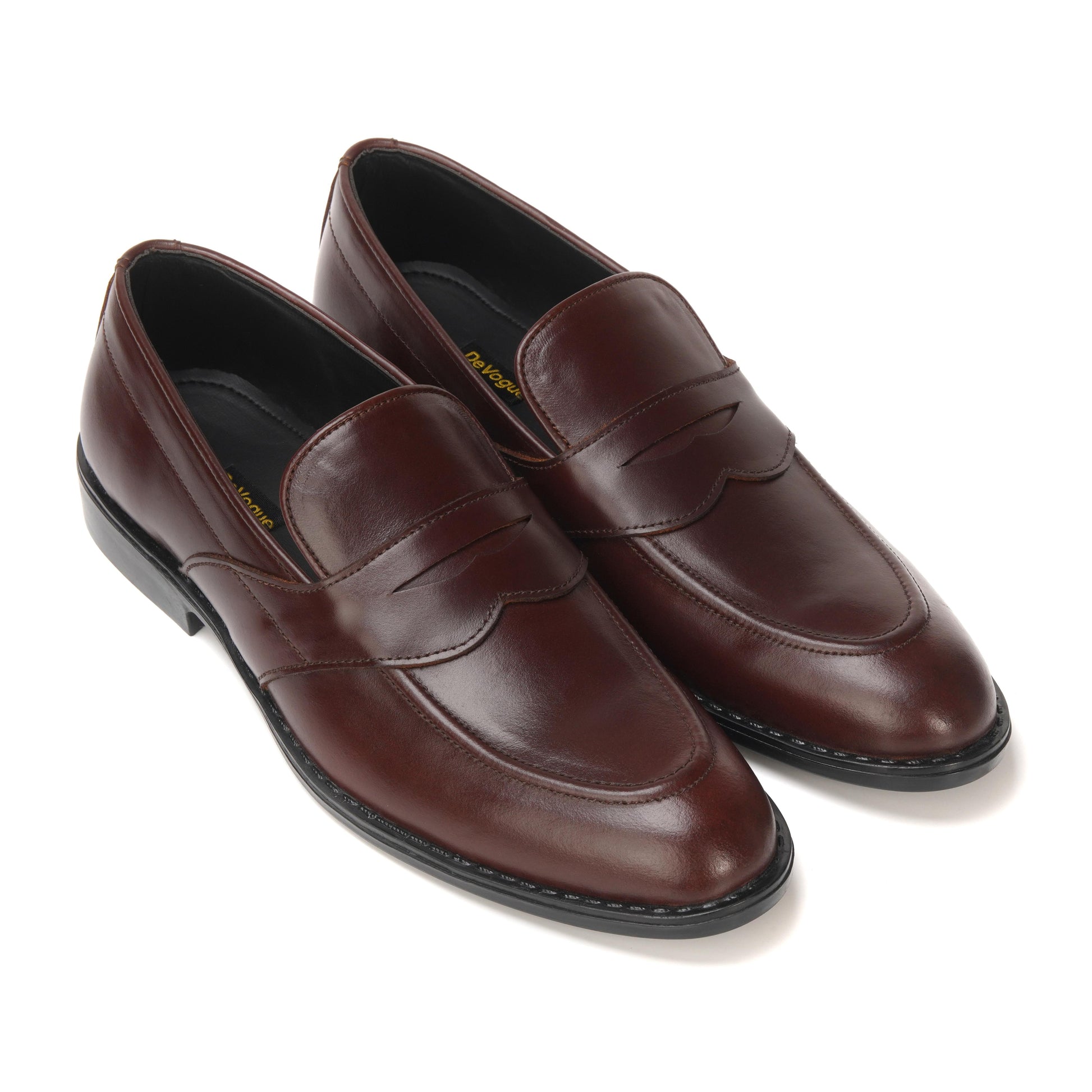 5004-Hot Maroon Cow Leather Formal Loafer Style In Rubber sole - DeVogue