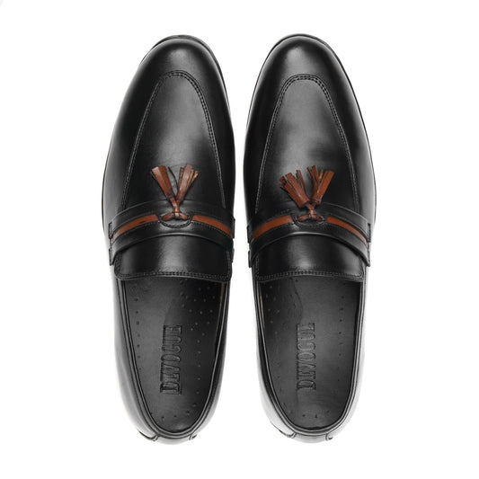 803-Black Royal Tassel loafer - DeVogue