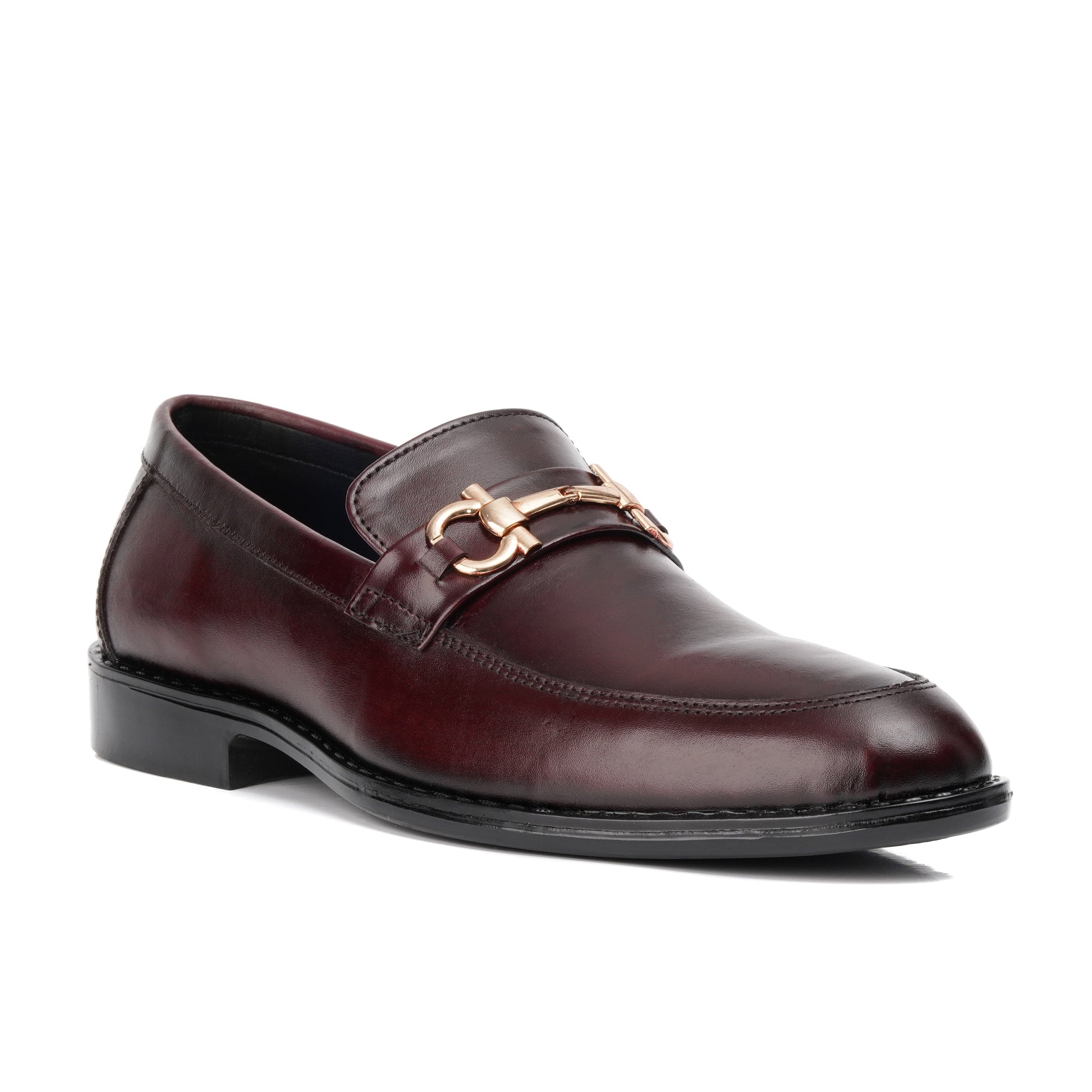 ST-05-Maroon Cow Leather Horse bit Formal Loafer Style In Rubber sole - DeVogue