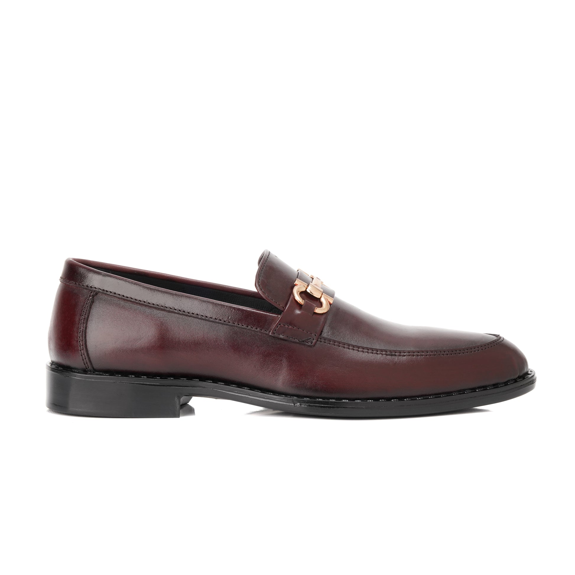 ST-05-Maroon Cow Leather Horse bit Formal Loafer Style In Rubber sole - DeVogue