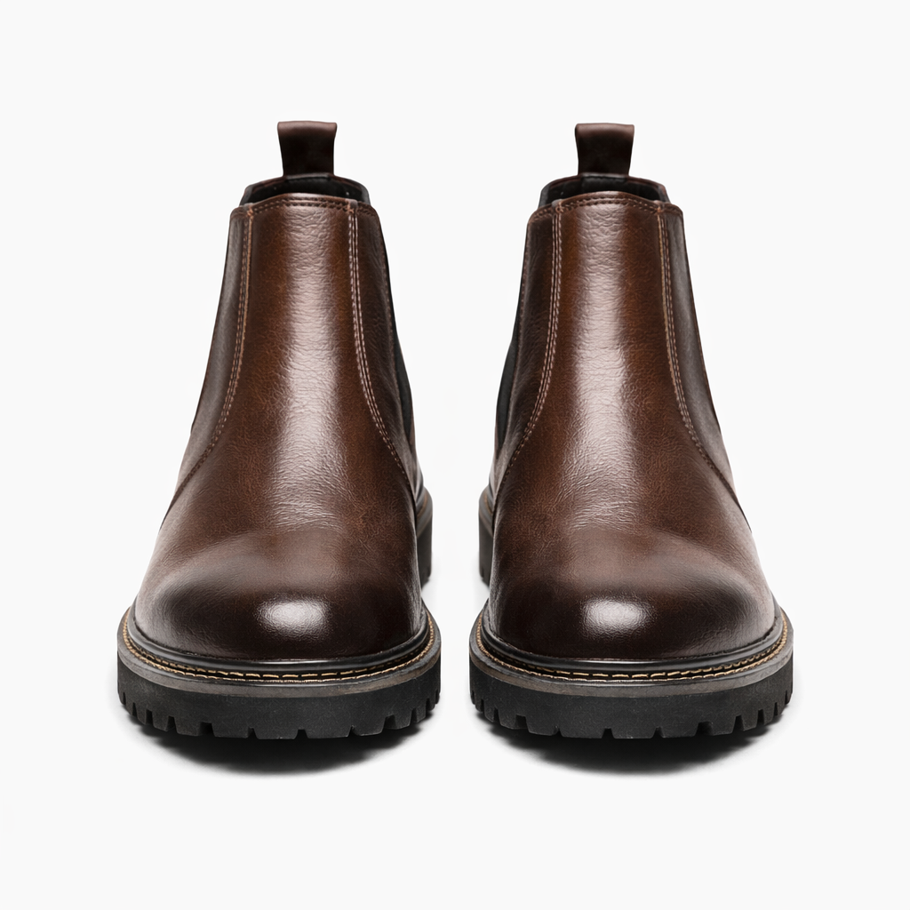 8019-Brown Mild Chelsea Boots - DeVogue
