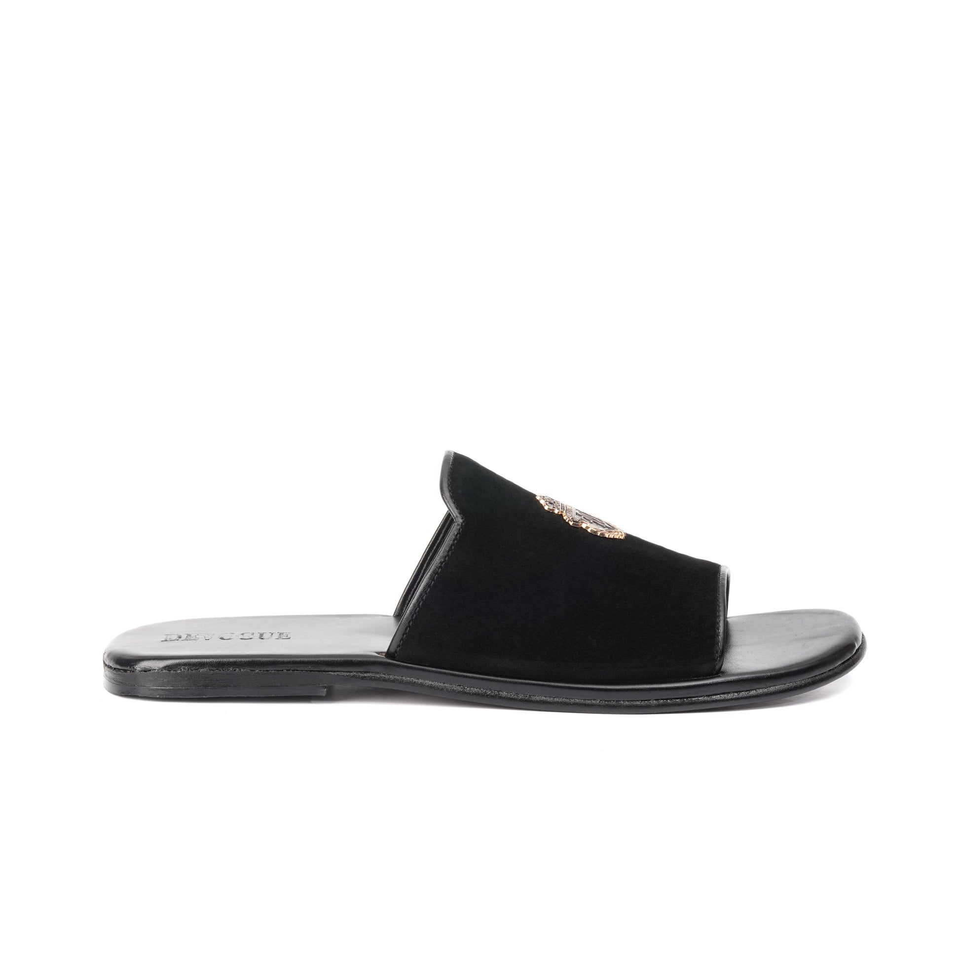 CT-01-Black Suede Chappal - DeVogue