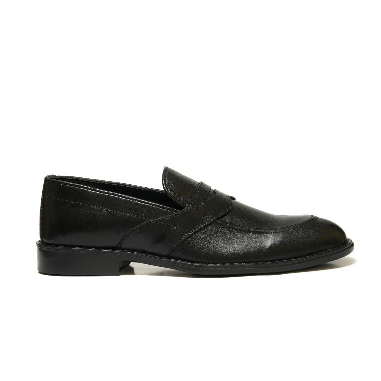 5004-Black Cow Leather Formal Loafer Style In Rubber sole