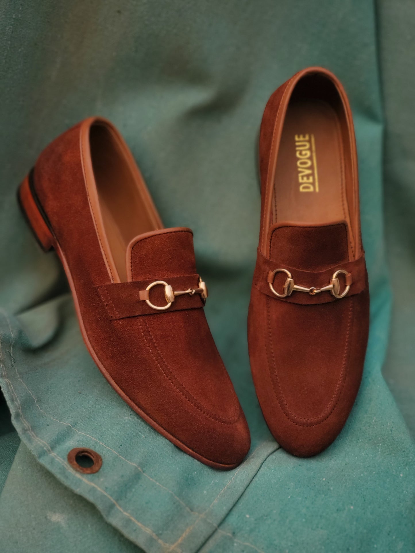 SKU:4050-Brown Suede Cow Leather Formal Loafer Style - DeVogue