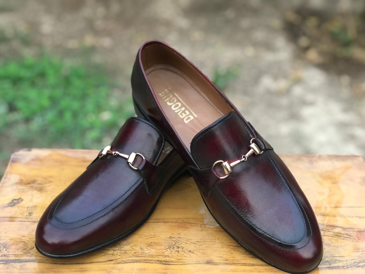 4010-Burgundy Cow Leather Formal Horse Bit Style - Devogue store