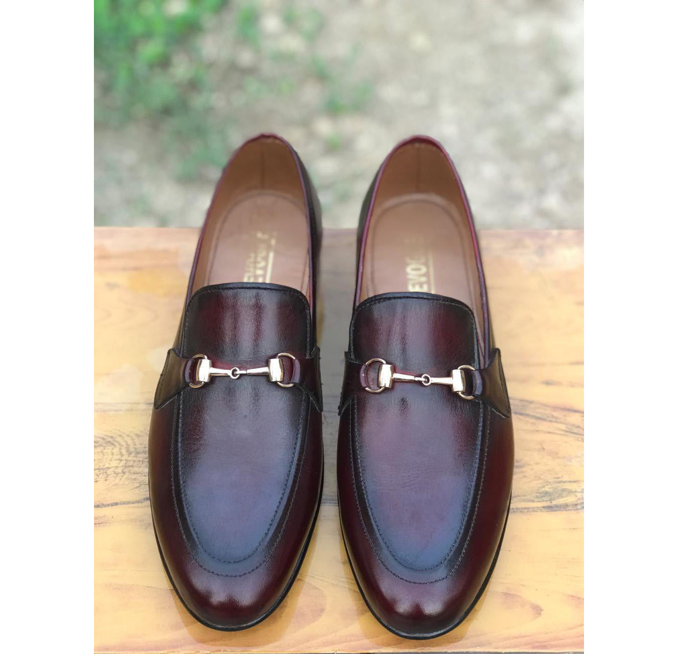 4010-Burgundy Cow Leather Formal Horse Bit Style - DeVogue