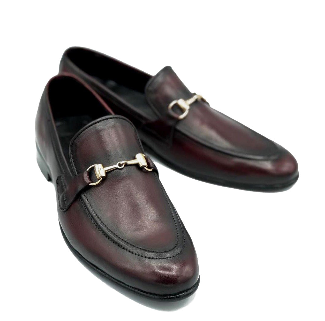 4010-Burgundy Cow Leather Formal Horse Bit Style - DeVogue