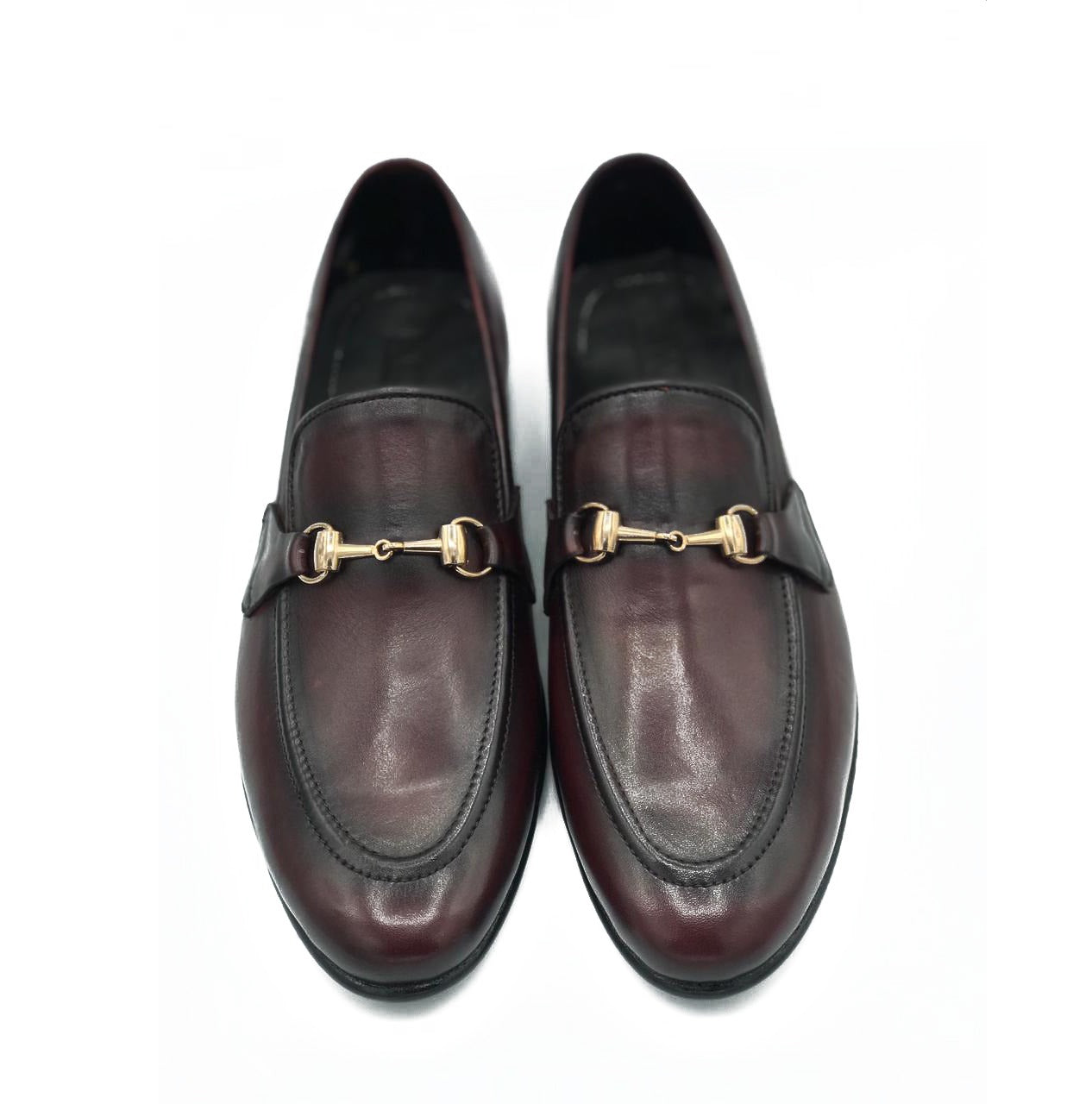 4010-Burgundy Cow Leather Formal Horse Bit Style - DeVogue