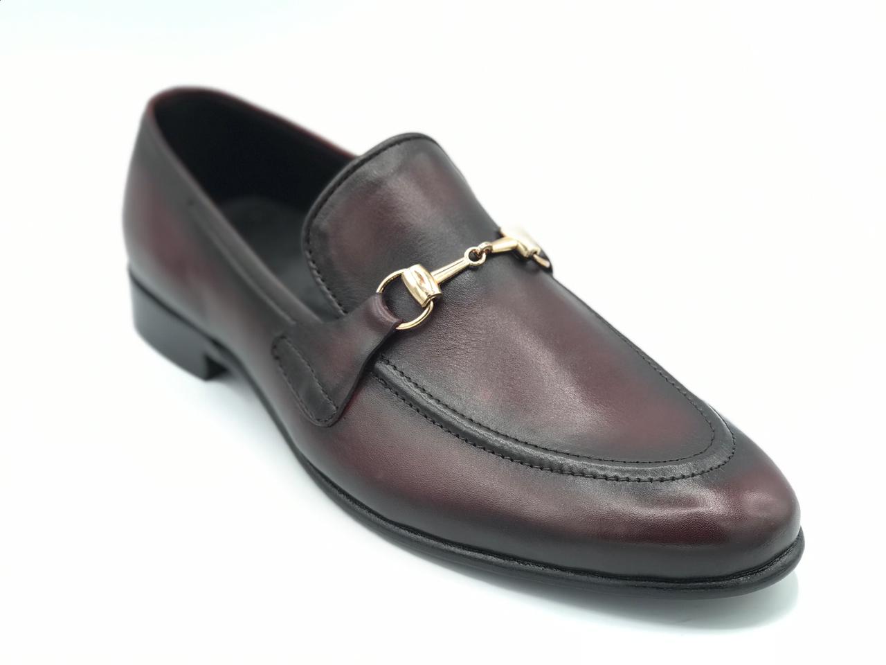 4010-Burgundy Cow Leather Formal Horse Bit Style - DeVogue