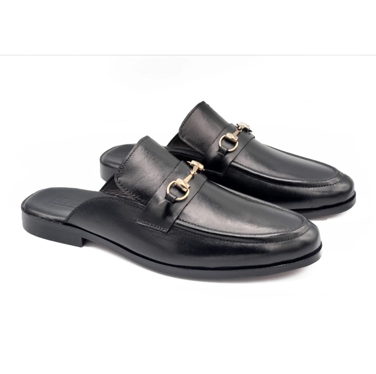 4044-Black Mule style Pure Cow Leather Shoes - DeVogue