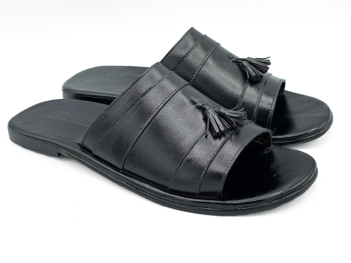 SKU: R-407-Black Premium Quality Tassel Chappal Pure Cow Leather Shoes Trending shoes - DeVogue