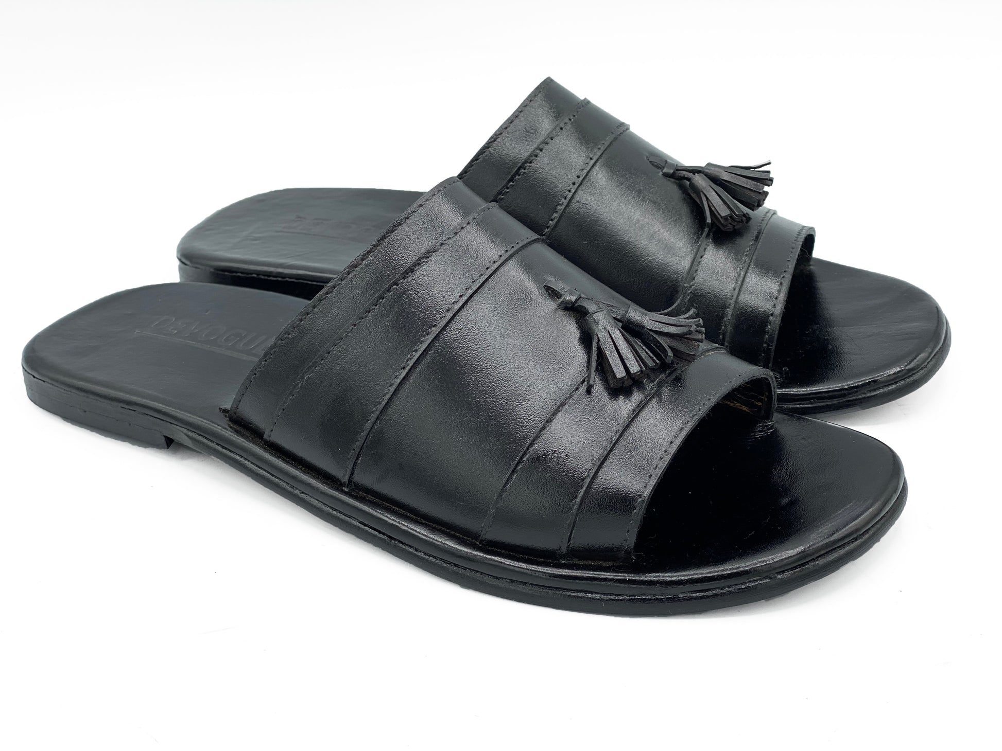 SKU: R-407-Black Premium Quality Tassel Chappal Pure Cow Leather Shoes Trending shoes - DeVogue