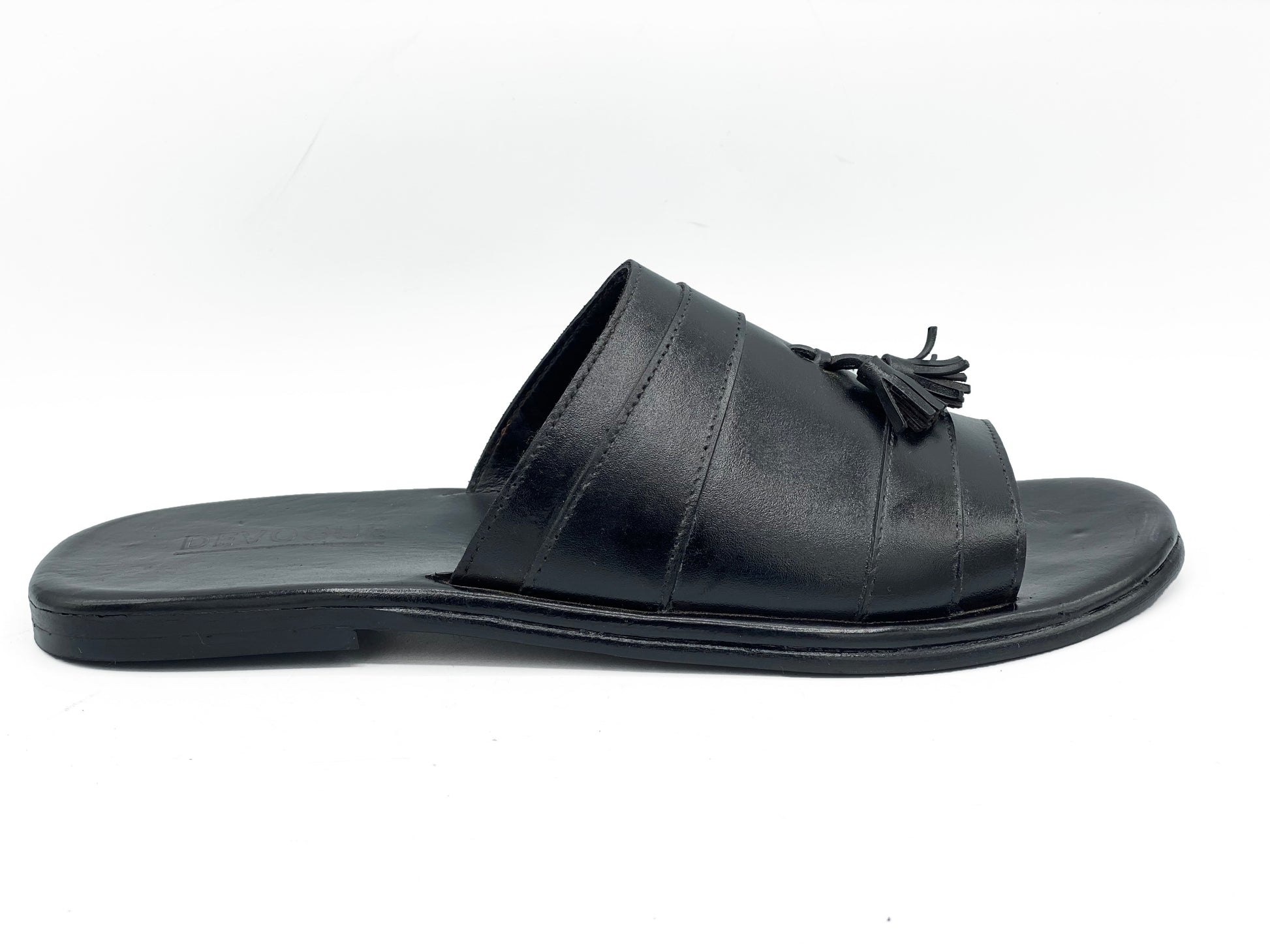 SKU: R-407-Black Premium Quality Tassel Chappal Pure Cow Leather Shoes Trending shoes - DeVogue