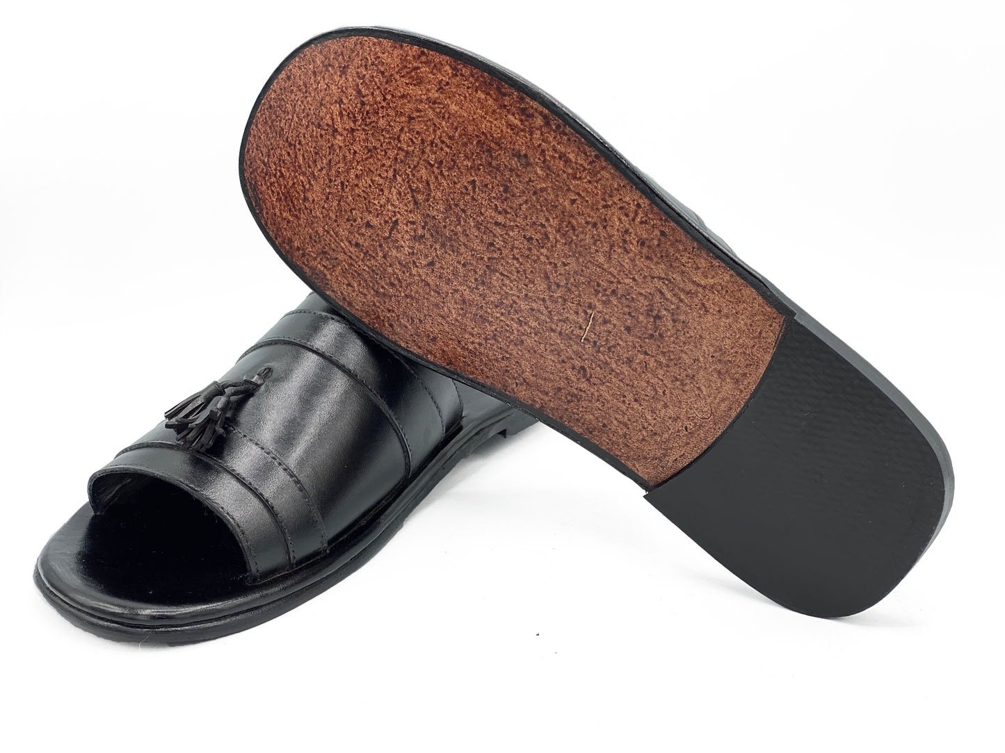 SKU: R-407-Black Premium Quality Tassel Chappal Pure Cow Leather Shoes Trending shoes - DeVogue