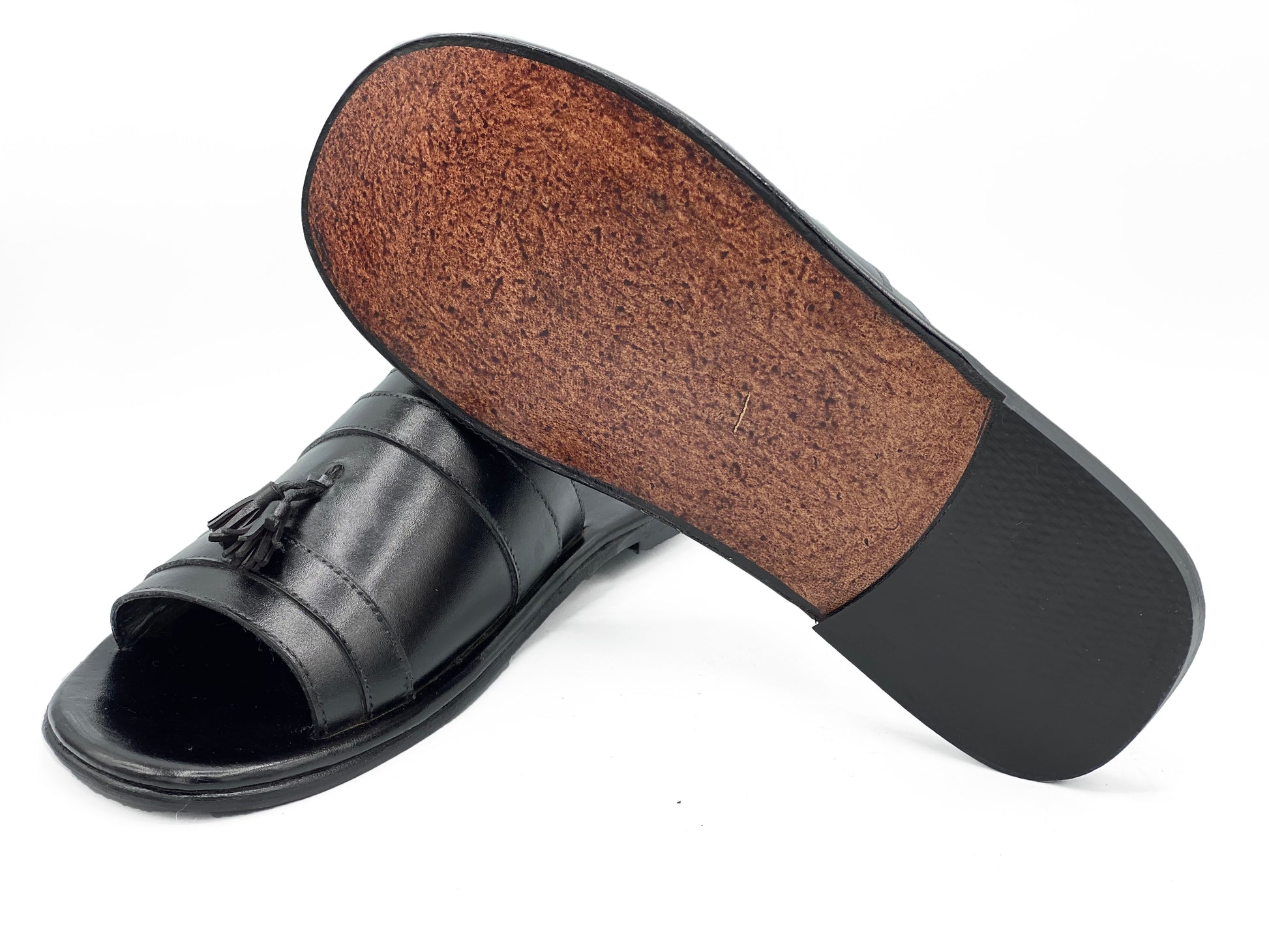 SKU: R-407-Black Premium Quality Tassel Chappal Pure Cow Leather Shoes Trending shoes - DeVogue