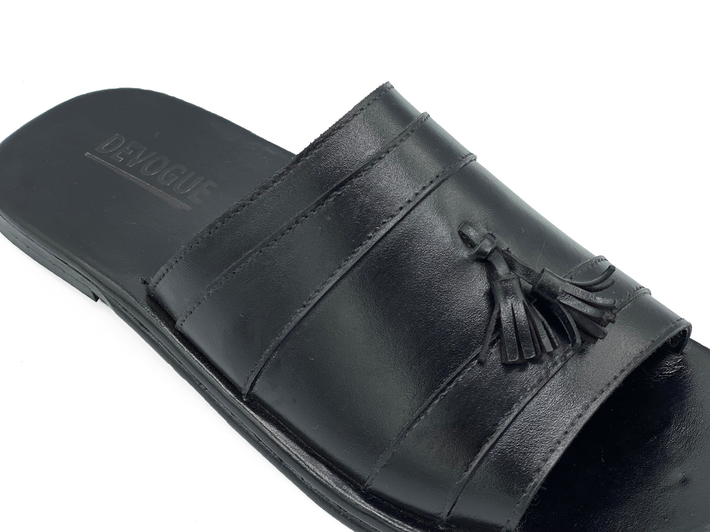 SKU: R-407-Black Premium Quality Tassel Chappal Pure Cow Leather Shoes Trending shoes - DeVogue