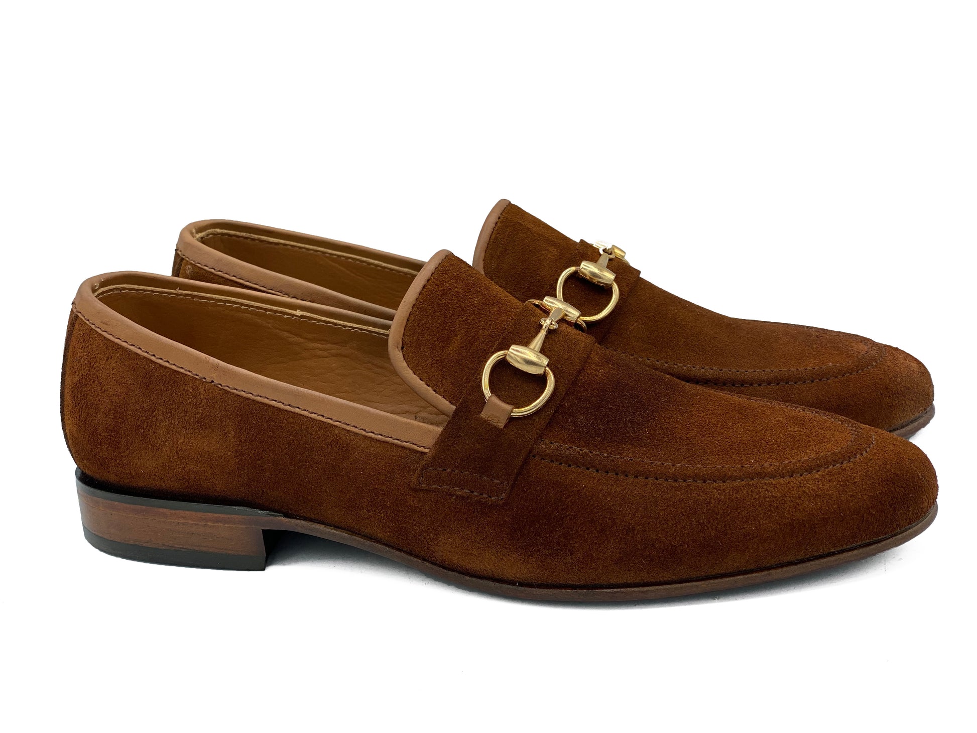 SKU:4050-Brown Suede Cow Leather Formal Loafer Style - DeVogue