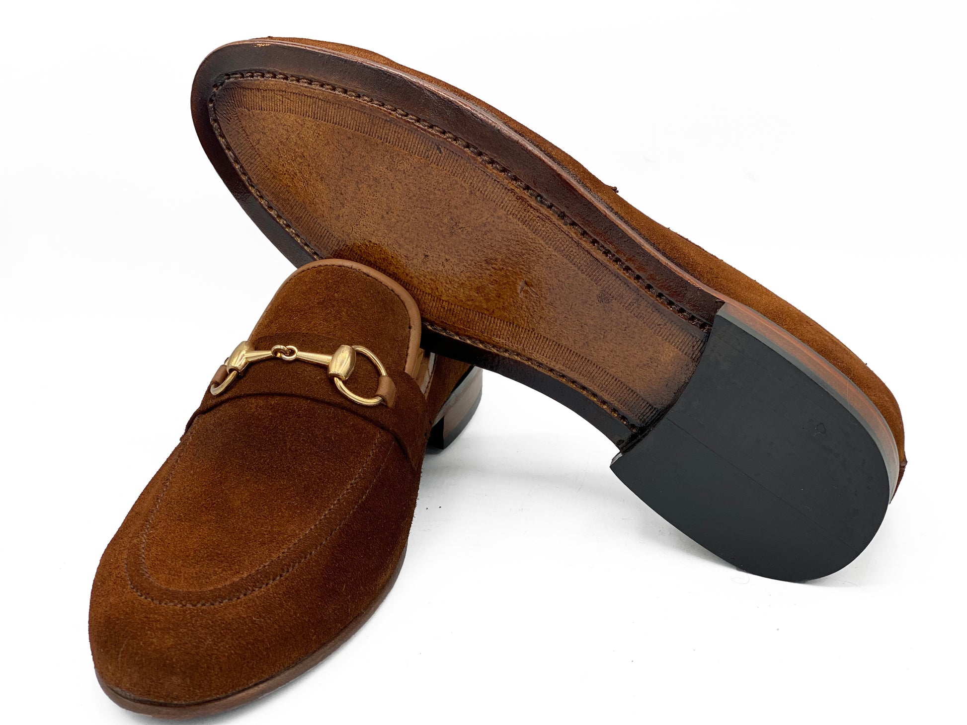 SKU:4050-Brown Suede Cow Leather Formal Loafer Style - DeVogue