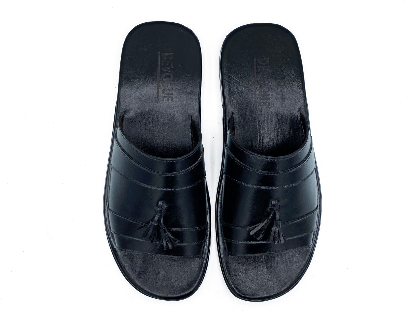 SKU: R-407-Black Premium Quality Tassel Chappal Pure Cow Leather Shoes Trending shoes - DeVogue