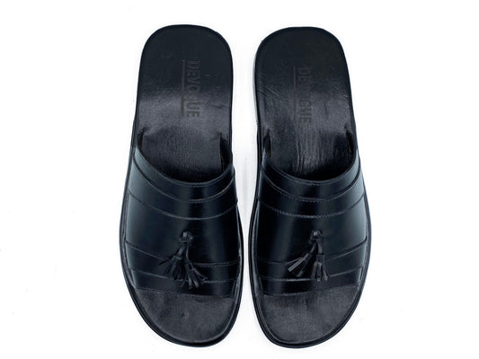 SKU: R-407-Black Premium Quality Tassel Chappal Pure Cow Leather Shoes Trending shoes - DeVogue