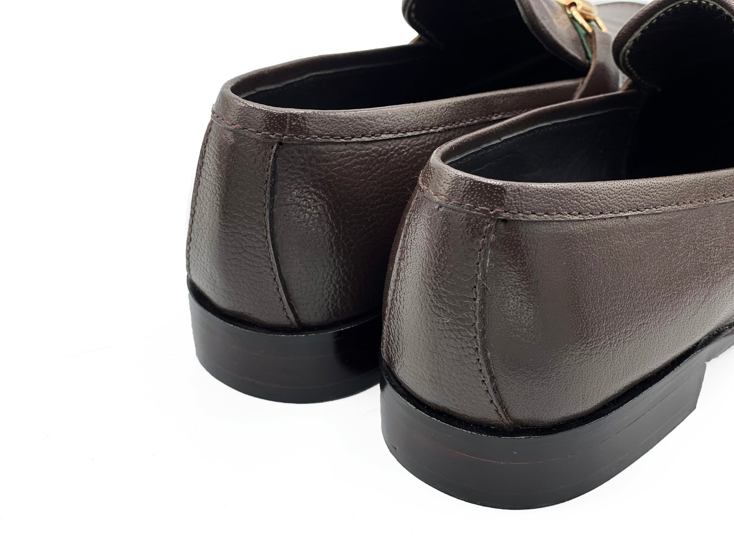 SKU:4030-Brown Grain Premium Formal leather loafers - DeVogue