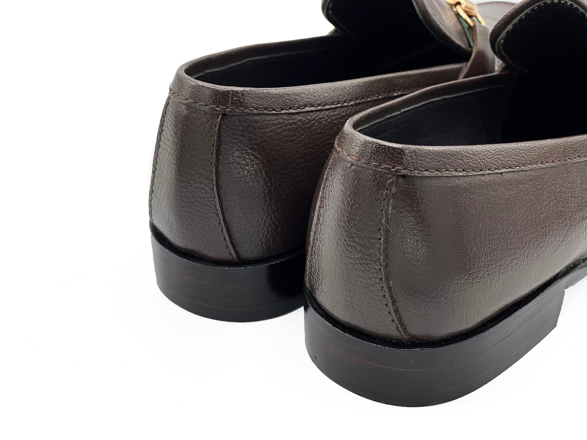 SKU:4030-Brown Grain Premium Formal leather loafers - DeVogue