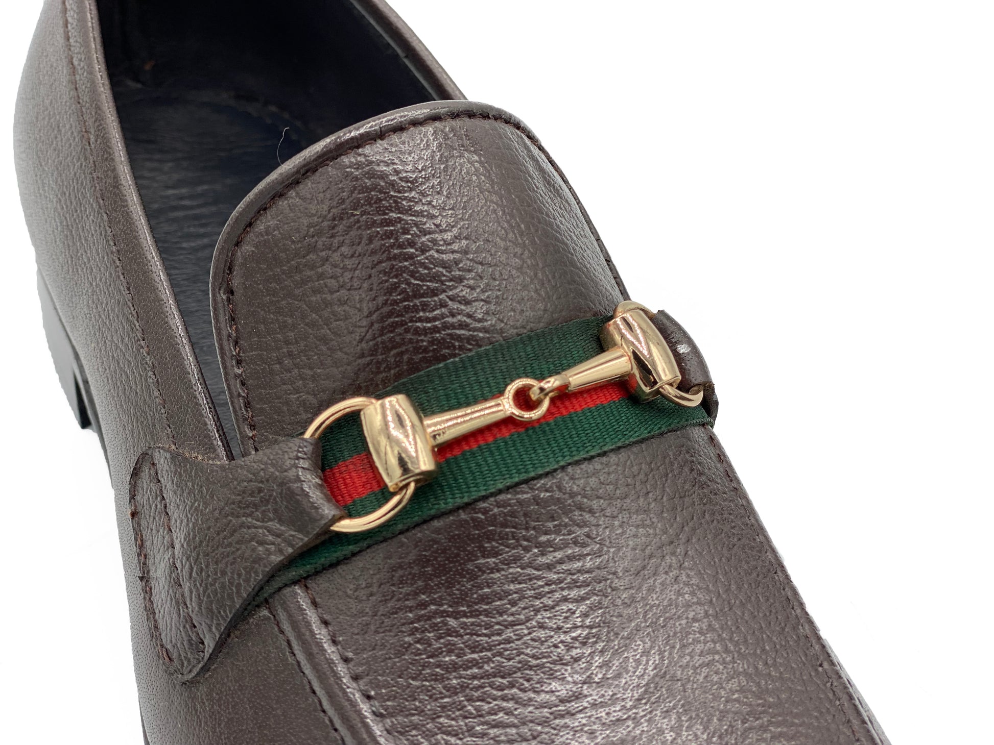 SKU:4030-Brown Grain Premium Formal leather loafers - DeVogue