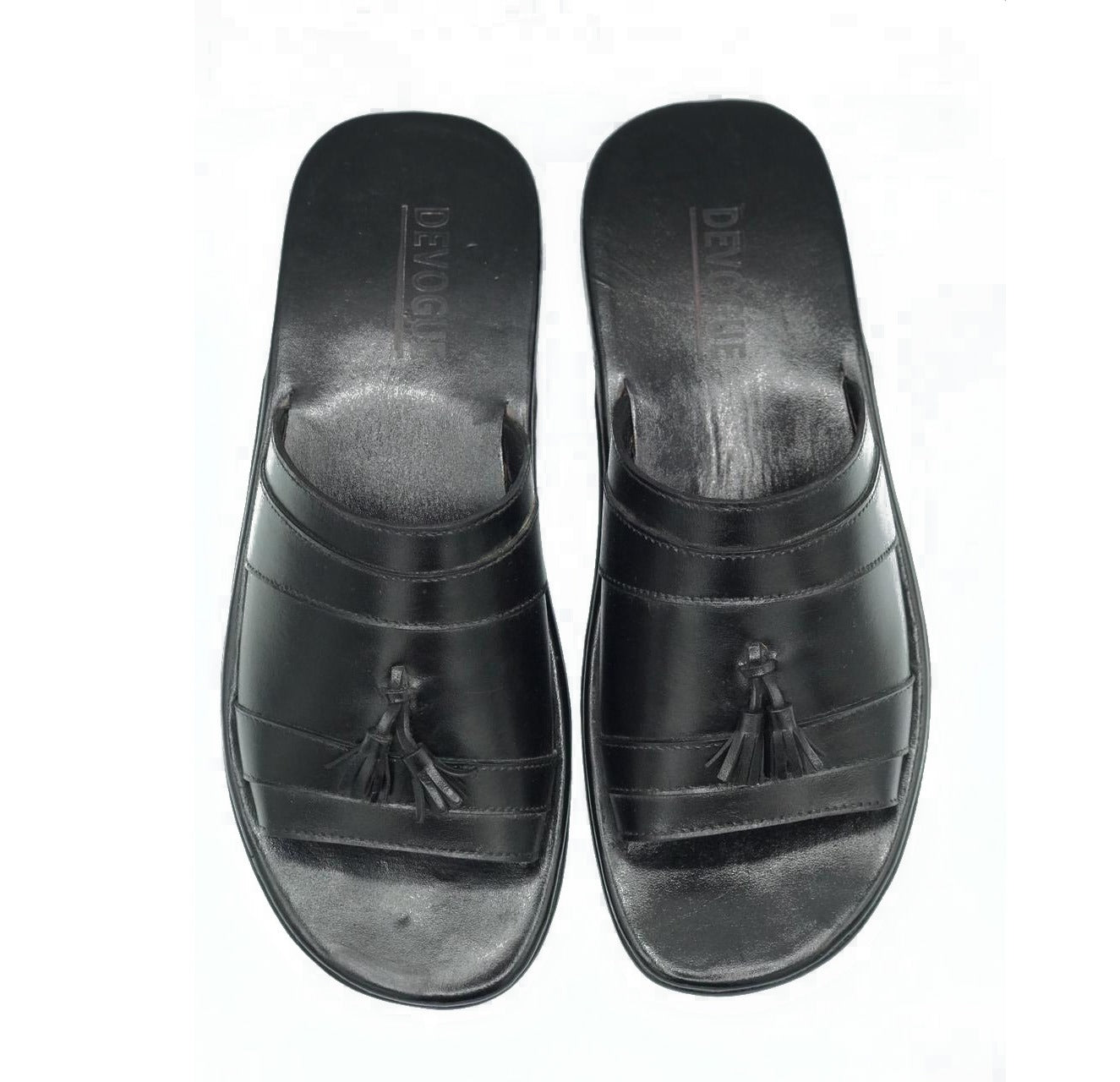 SKU: R-407-Black Premium Quality Tassel Chappal Pure Cow Leather Shoes Trending shoes - DeVogue