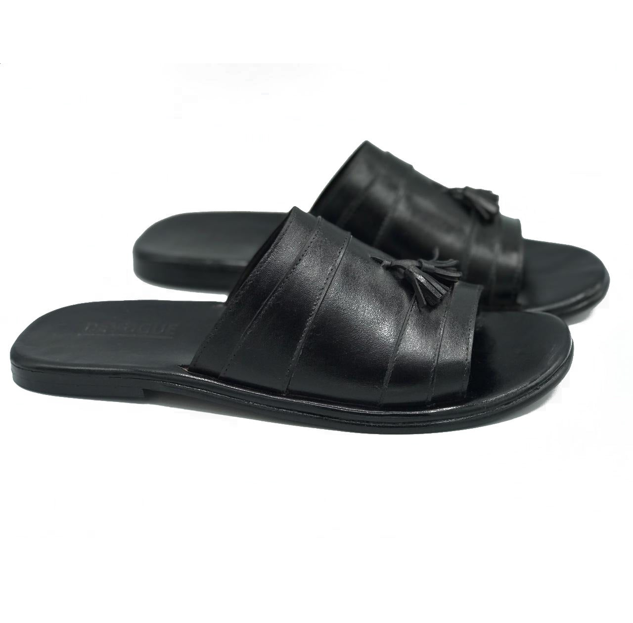 SKU: R-407-Black Premium Quality Tassel Chappal Pure Cow Leather Shoes Trending shoes - DeVogue