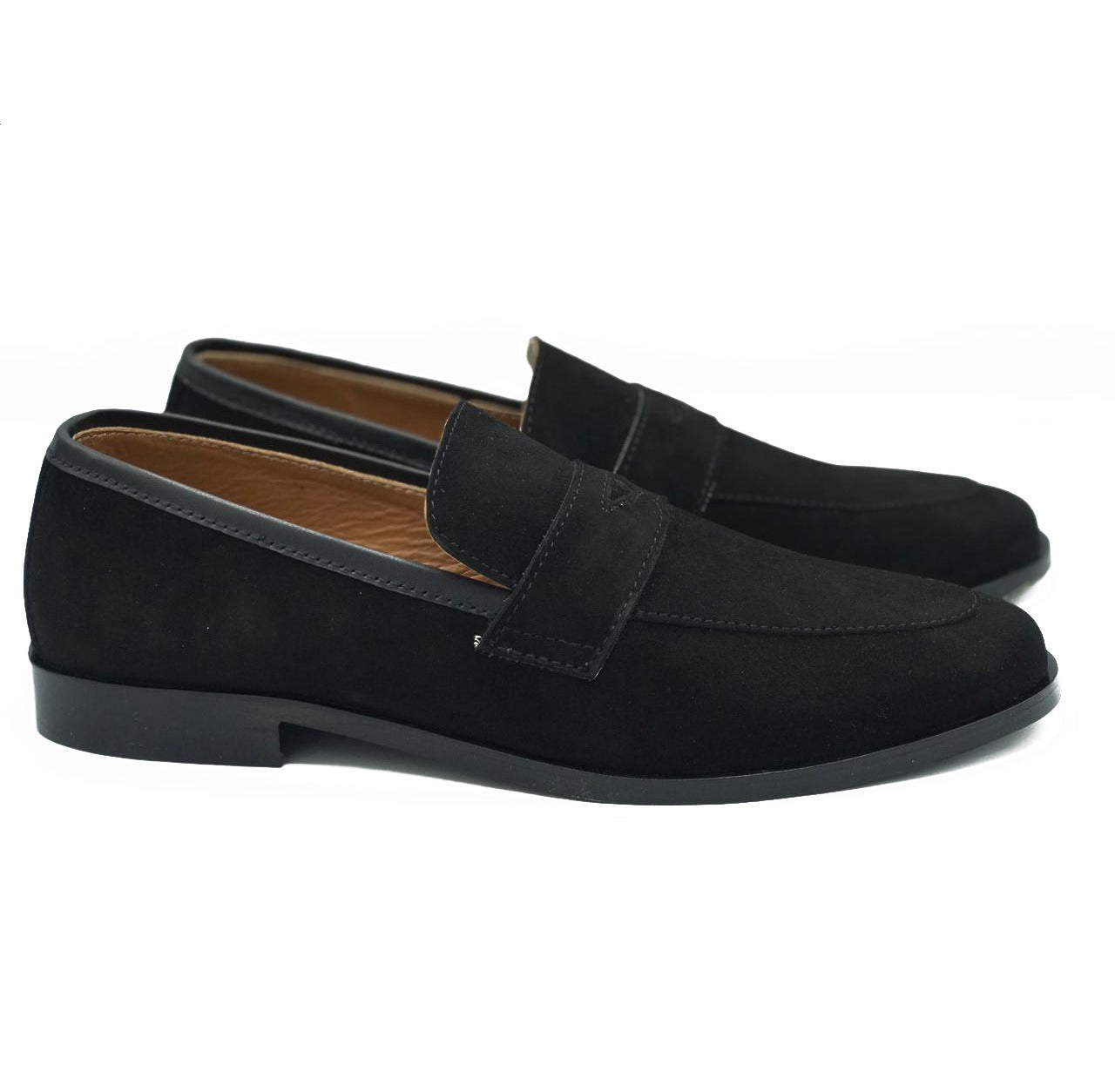 5002-Black Suede Cow Leather Formal Loafer Style