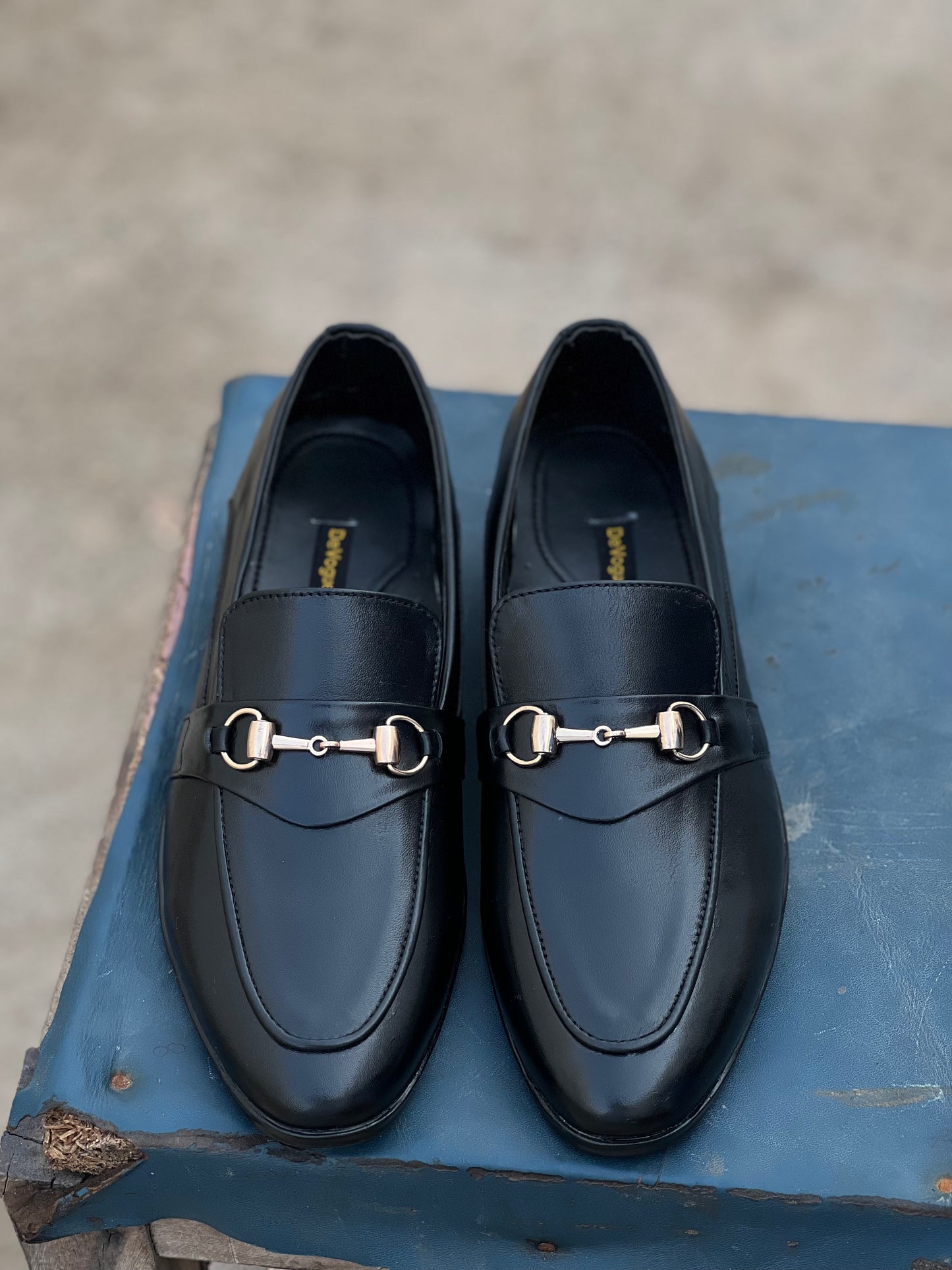 4003-Black Cow Leather Formal Loafer Style in Rubber sole