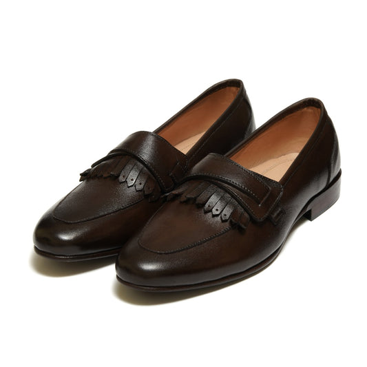 SKU:4023-Brown Cow Leather Formal Loafer Style - DeVogue