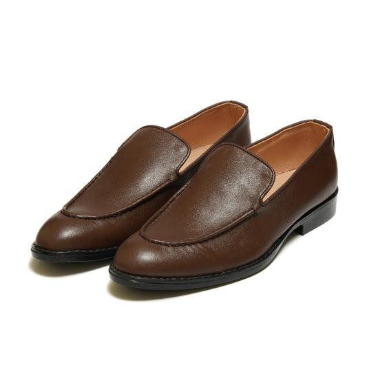6006-Brown Soft Premium Formal leather loafers - DeVogue