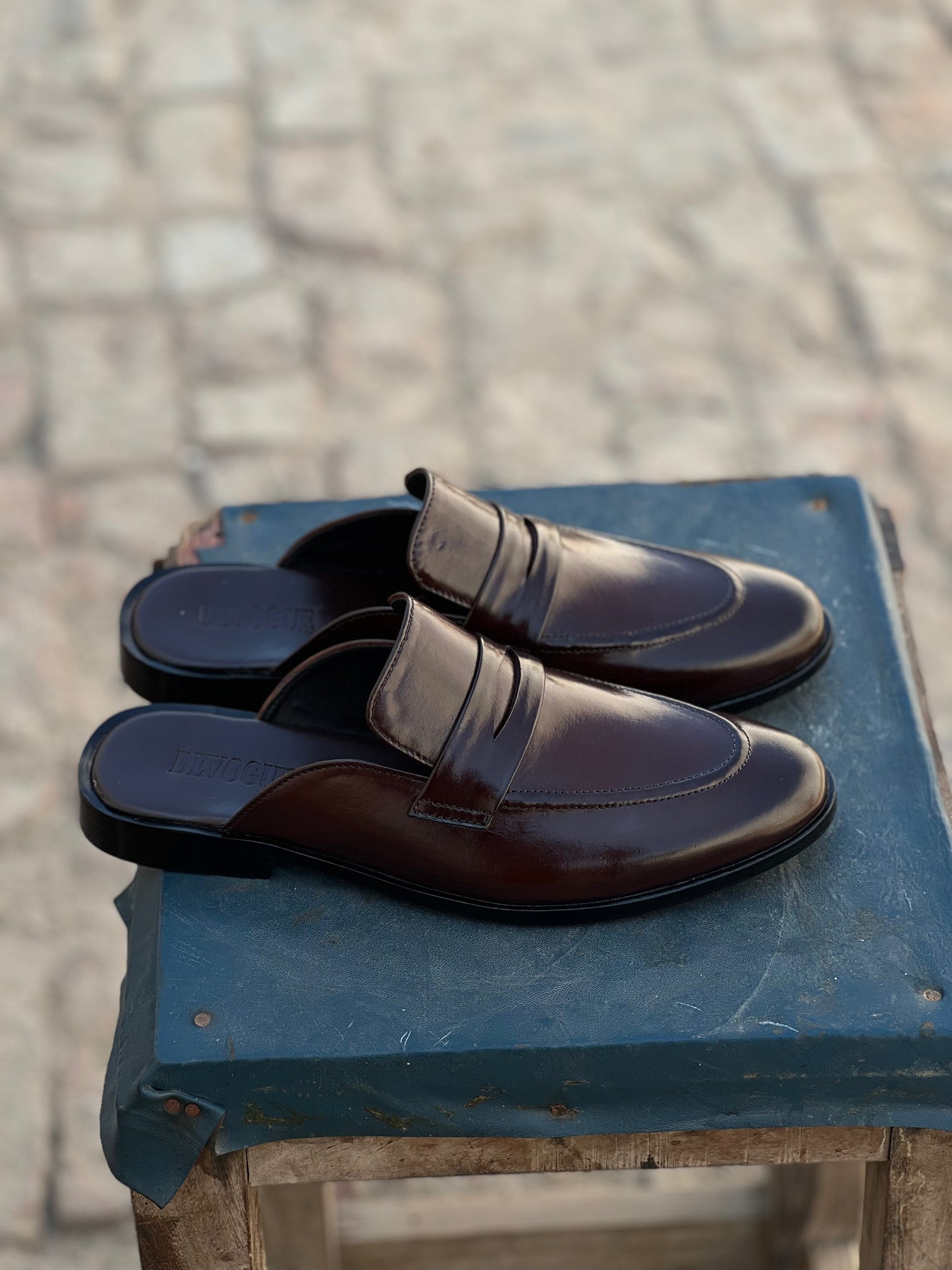 4044-Brown Mule style Pure Cow Leather Shoes - DeVogue